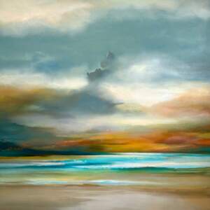 Original loose landscape of a cloud sky over the BC/PNW water by Jane Bronsch.