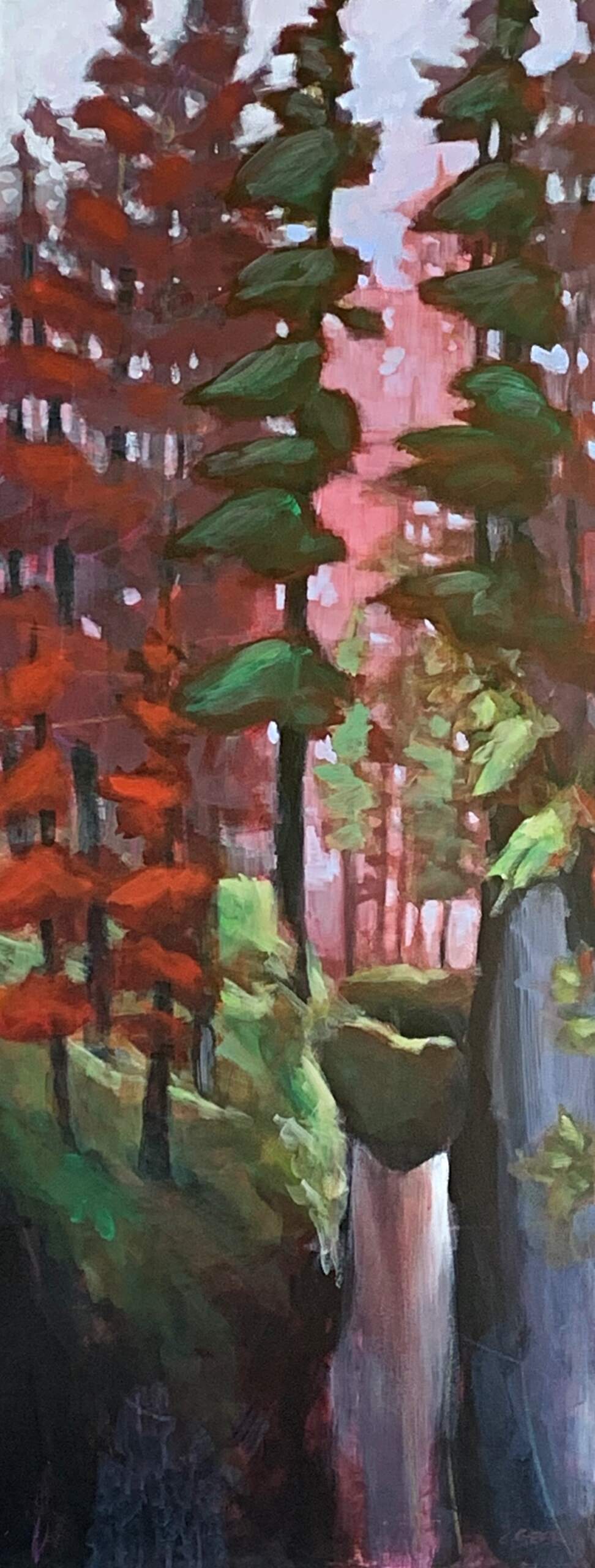 Maligne Canyon, original acrylic painting of Jasper National Park by Connie Geerts at Effusion Art Gallery in Invermere, BC.