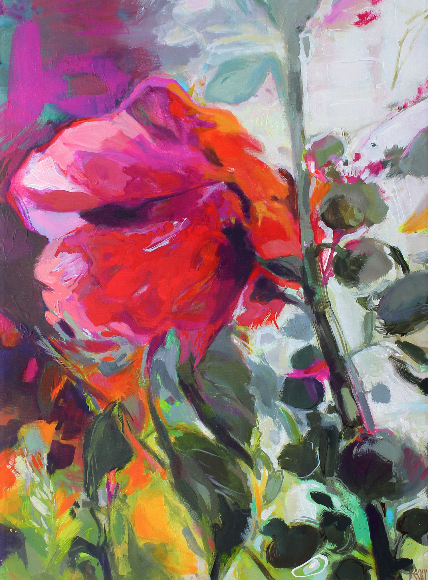 The Only One for Me, original acrylic floral painting by Becky Holuk at Effusion Art Gallery in Invermere, BC.