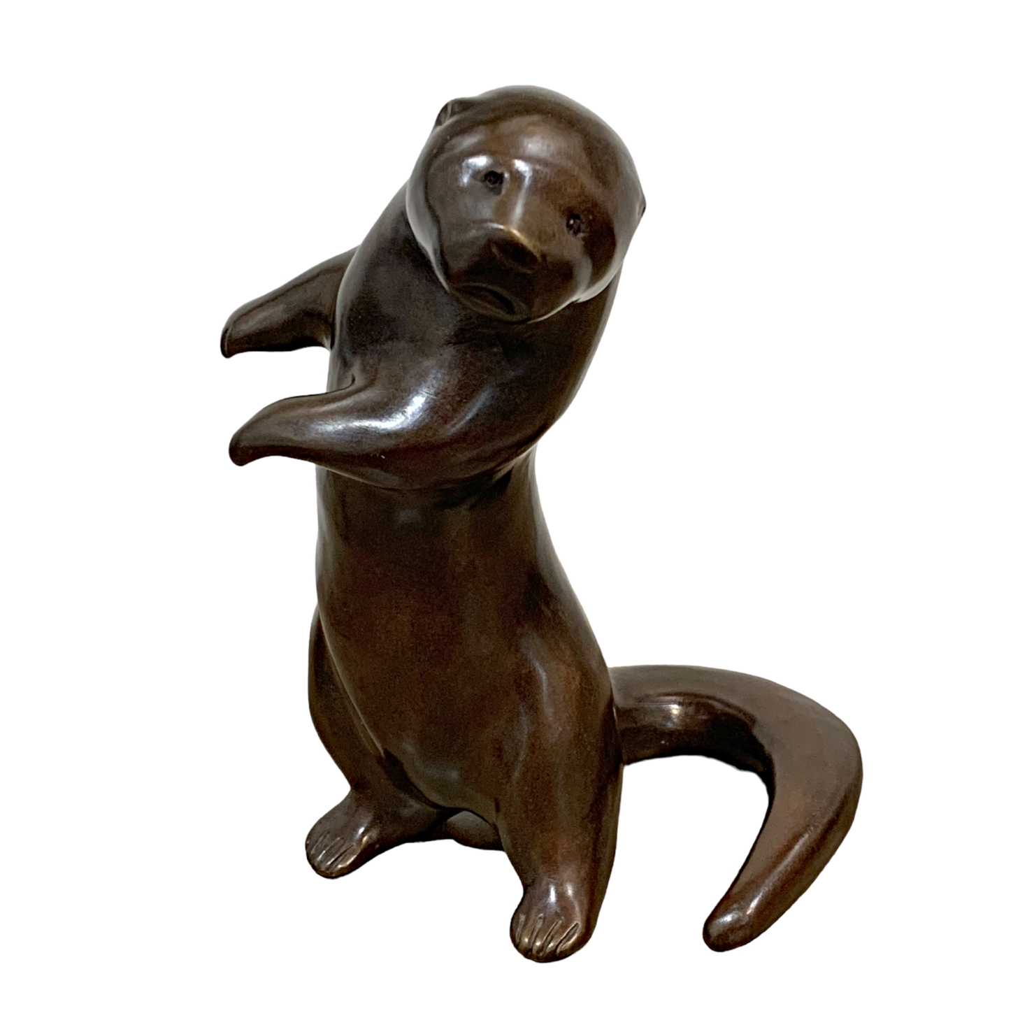 Footloose, original cast bronze otter sculpture by Canadian artist Cathryn Jenkins at Effusion Art Gallery in Invermere, BC.