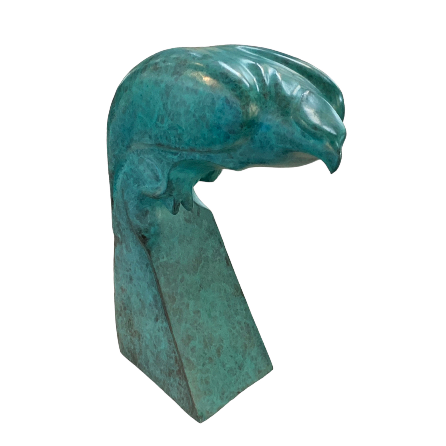 Lift Off, original cast bronze perched osprey sculpture by Canadian artist Cathryn Jenkins at Effusion Art Gallery in Invermere, BC.