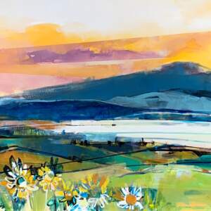 Daydream, original acrylic mountain lake landscape painting by Katie Lois at Effusion Art Gallery in Invermere, BC.