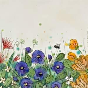 In My Garden 20, original encaustic wildflower painting by Brenda Walker at Effusion Art Gallery in Invermere, BC.