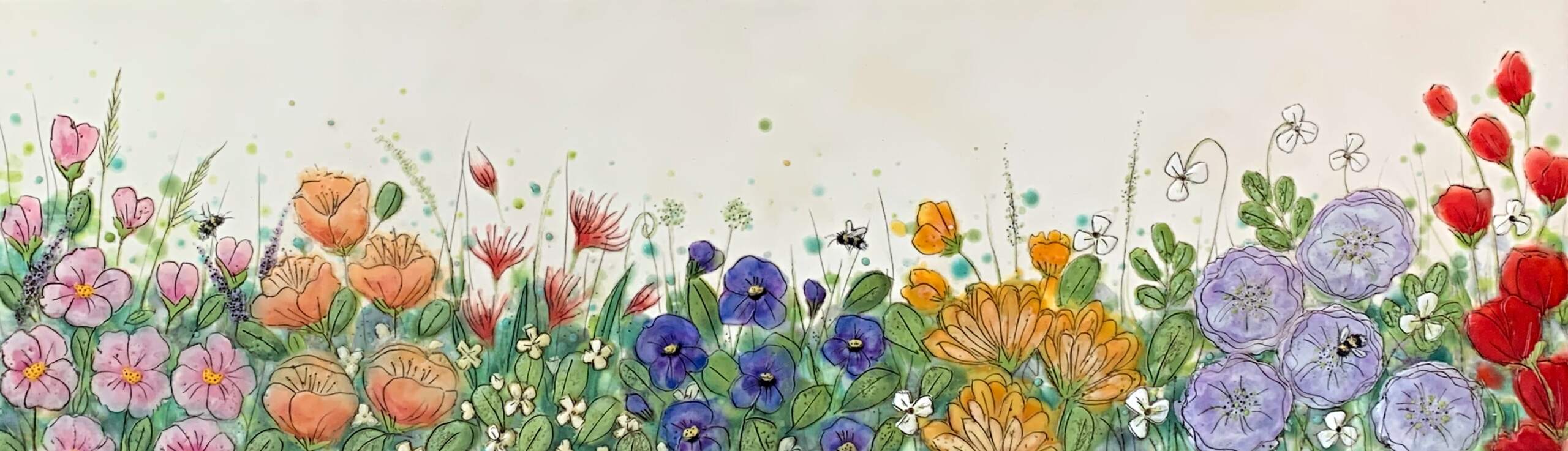 In My Garden 20, original encaustic wildflower painting by Brenda Walker at Effusion Art Gallery in Invermere, BC.