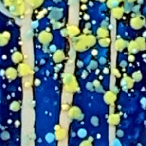 Nightfall 1, original encaustic tree painting by Canadian artist Catharine Clarke at Effusion Art Gallery in Invermere, BC