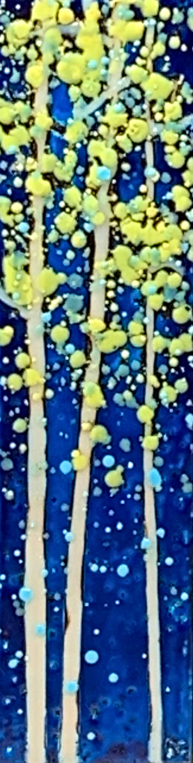 Nightfall 1, original encaustic tree painting by Canadian artist Catharine Clarke at Effusion Art Gallery in Invermere, BC