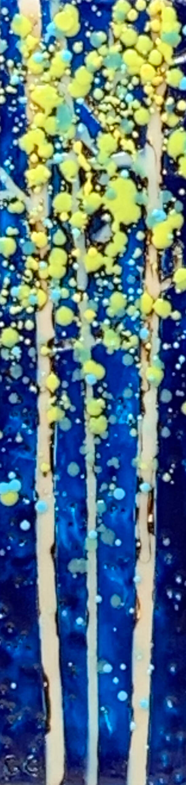 Nightfall 2, original encaustic tree painting by Canadian artist Catharine Clarke at Effusion Art Gallery in Invermere, BC