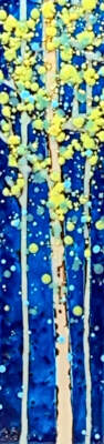 Nightfall 3, original encaustic tree painting by Canadian artist Catharine Clarke at Effusion Art Gallery in Invermere, BC