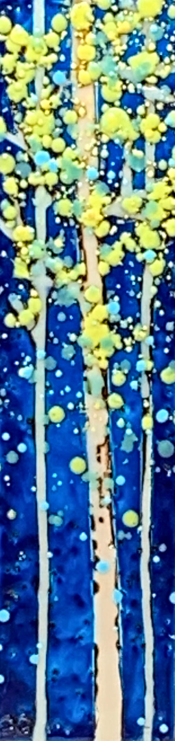 Nightfall 3, original encaustic tree painting by Canadian artist Catharine Clarke at Effusion Art Gallery in Invermere, BC