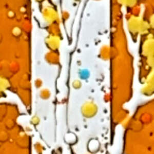 Pumpkin Spice 2, original encaustic tree painting by Canadian artist Catharine Clarke at Effusion Art Gallery in Invermere, BC