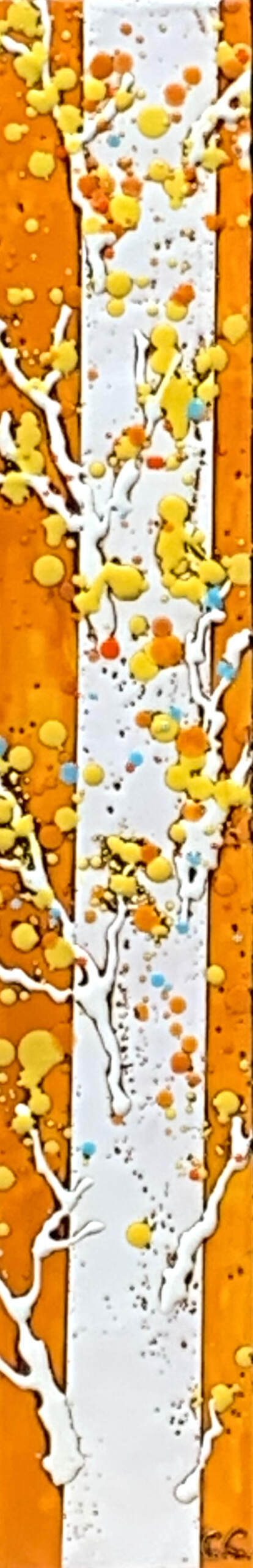 Pumpkin Spice 3, original encaustic tree painting by Canadian artist Catharine Clarke at Effusion Art Gallery in Invermere, BC