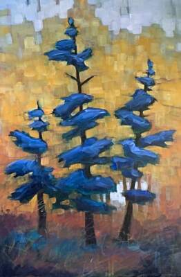 When We Get Together, original acrylic tree painting by Connie Geerts at Effusion Art Gallery in Invermere, BC.