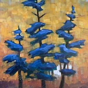 When We Get Together, original acrylic tree painting by Connie Geerts at Effusion Art Gallery in Invermere, BC.