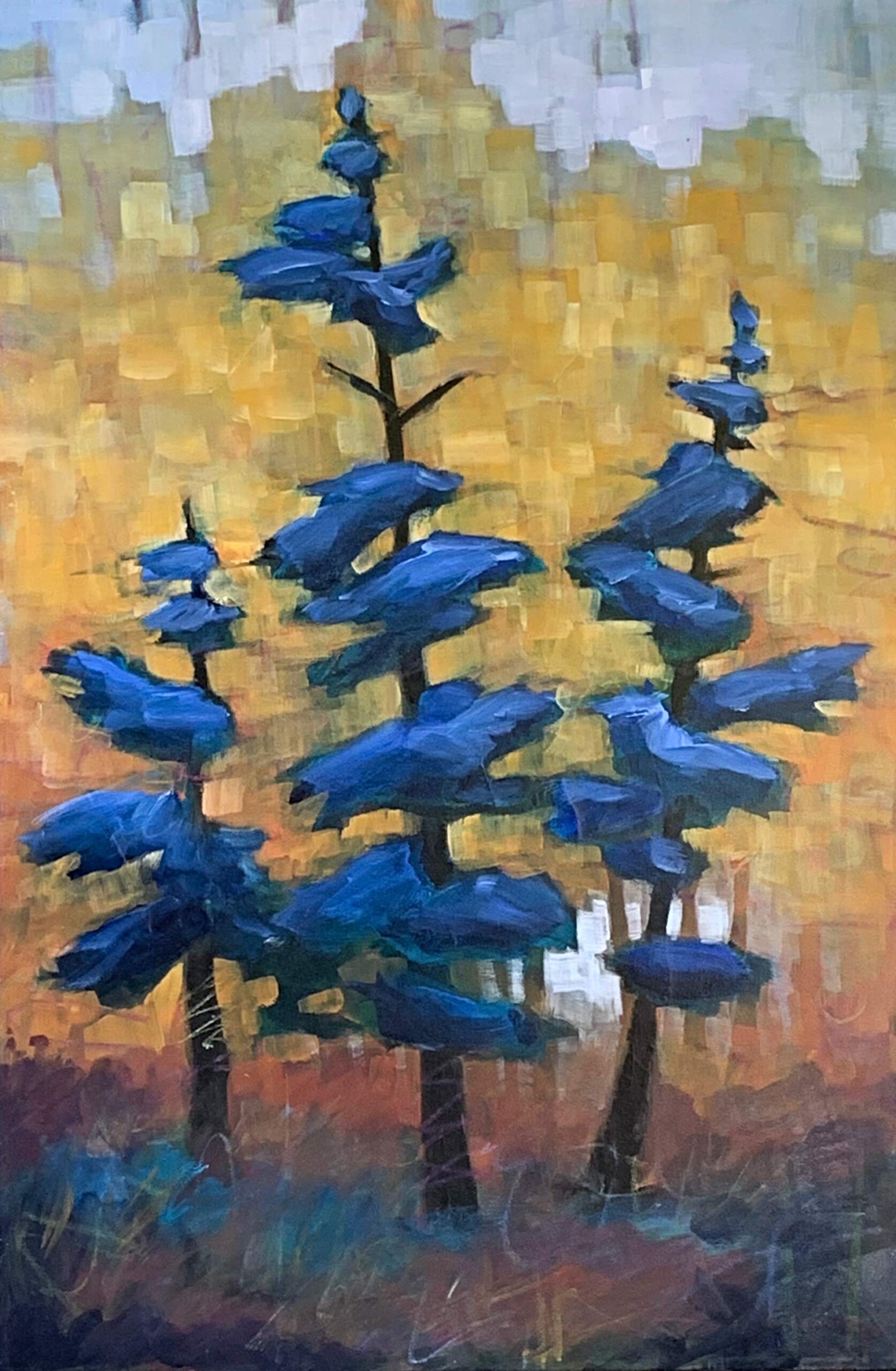 When We Get Together, original acrylic tree painting by Connie Geerts at Effusion Art Gallery in Invermere, BC.
