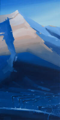 Evening Veil Over Banff, original oil landscape painting of Sulphur Mountain by Canadian artist Michael King at Effusion Art Gallery in Invermere, BC.