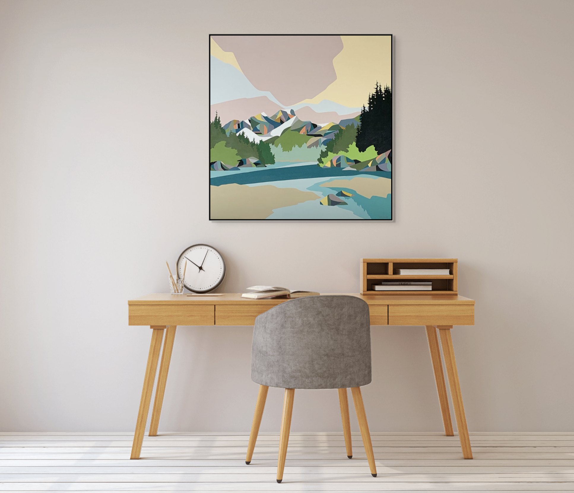 Take a Bow, original acrylic mountain landscape painting by Michelle Barkway at Effusion Art Gallery in Invermere, BC.