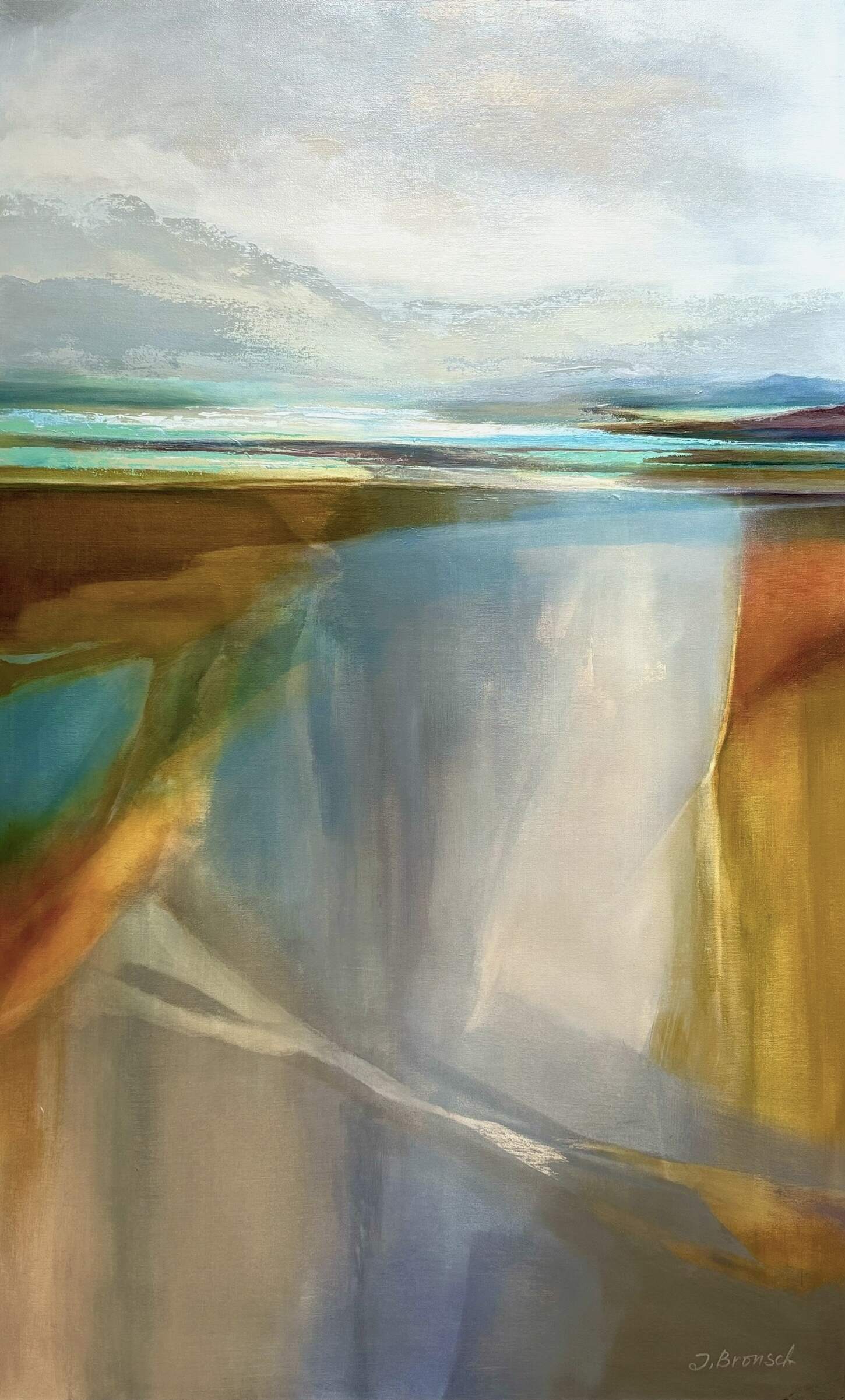 Solace, original acrylic abstract landscape painting by Jane Bronsch at Effusion Art Gallery in Invermere, BC