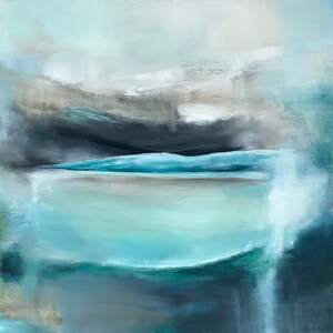 A Glacier Memory, mixed media painting by Niina Chebry at Effusion Art Gallery in Invermere, BC