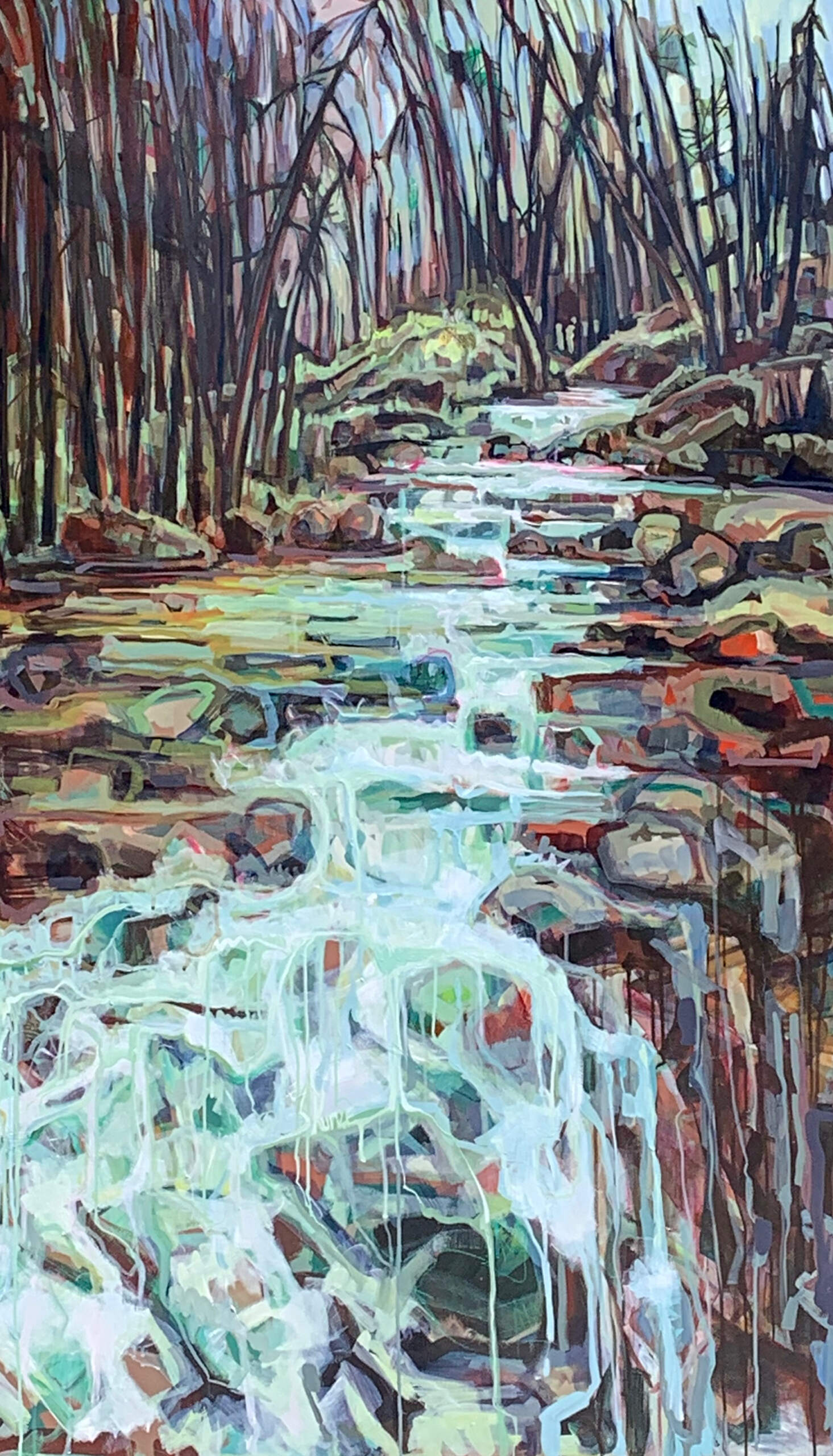 The Top of Marble Canyon, original acrylic local landscape painting by Sandy Kunze at Effusion Art Gallery in Invermere, BC