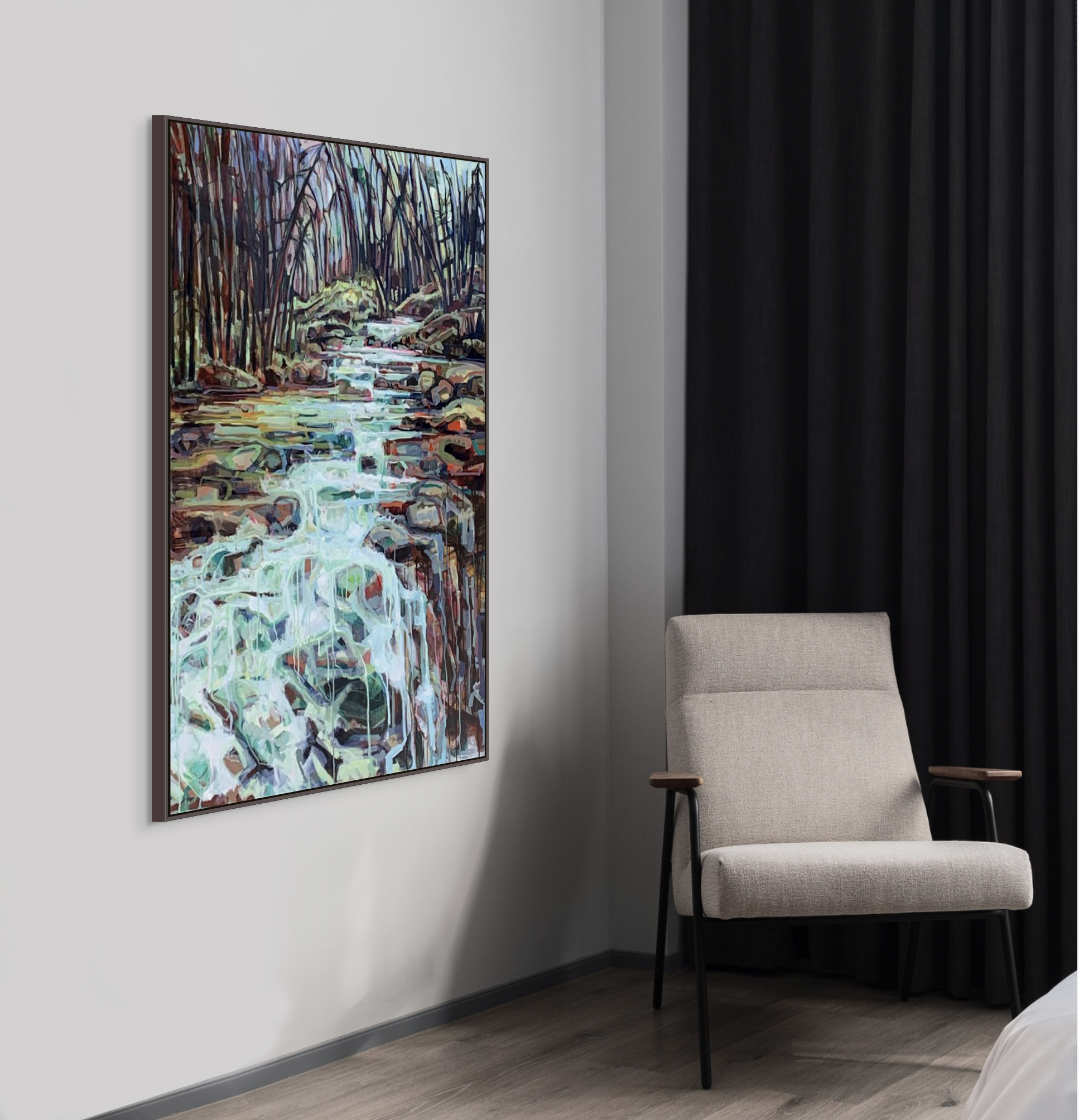 The Top of Marble Canyon, original acrylic mountain landscape painting by Sandy Kunze at Effusion Art Gallery in Invermere, BC.
