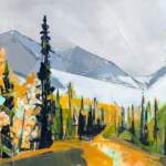 September Larches, original autumn landscape painting by Katie Lois at Effusion Art Gallery in Invermere, BC