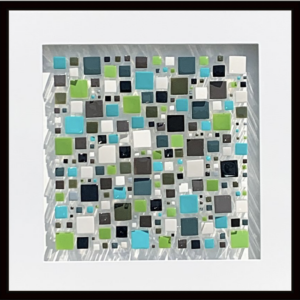 Whimsy, original 3-D mixed media abstract painting by Richelle Osborne at Effusion Art Gallery in Invermere, BC.