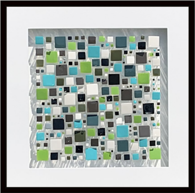 Whimsy, original 3-D mixed media abstract painting by Richelle Osborne at Effusion Art Gallery in Invermere, BC.