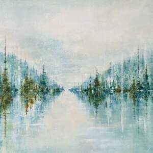 Always on My Mind, original lake landscape painting by Gina Sarro at Effusion Art Gallery in Invermere, BC