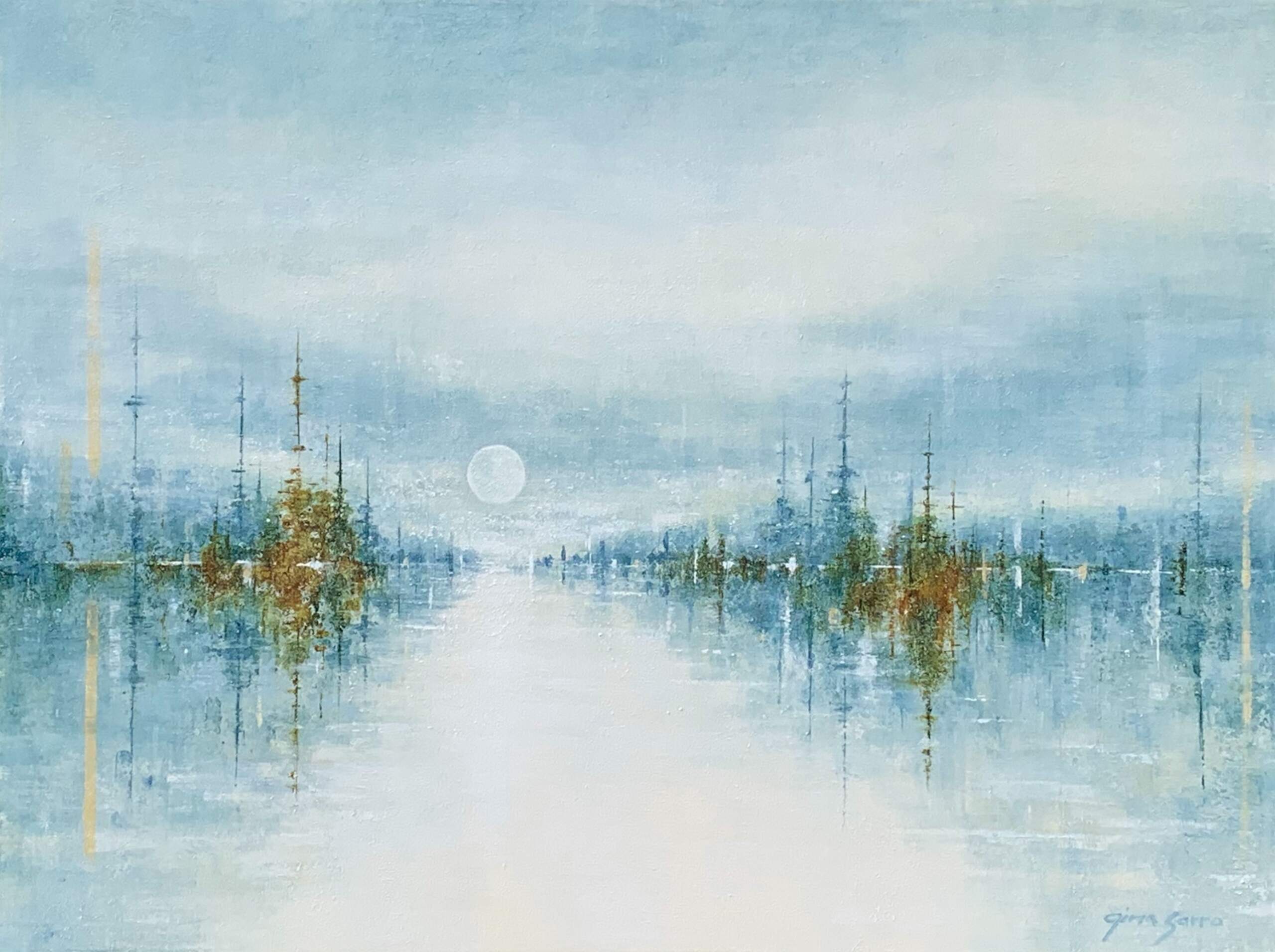 Our Special Moments, original lake landscape painting by Gina Sarro at Effusion Art Gallery in Invermere, BC