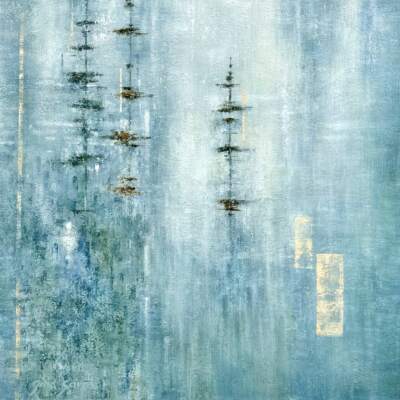 Song From the Trees, original acrylic abstract tree painting by Canadian artist Gina Sarro at Effusion Art Gallery in Invermere, BC.