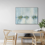 Spaces Between, original acrylic lake landscape painting with full moon by Gina Sarro at Effusion Art Gallery in Invermere, BC.
