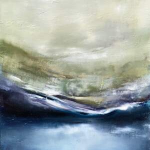 Shifting Layers, original mixed media loose landscape painting by Canadian artist Niina Chebry at Effusion Art Gallery in Invermere, BC.