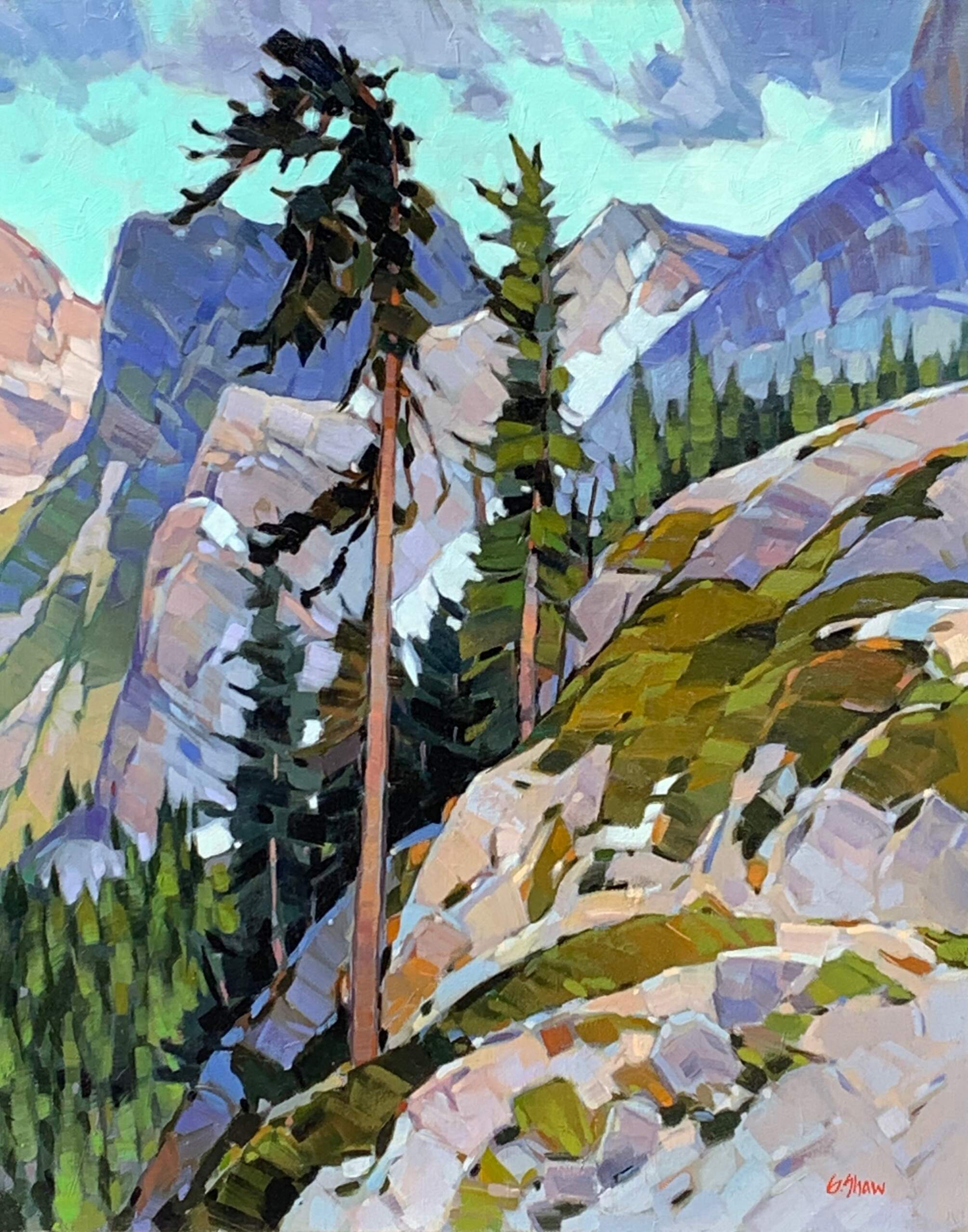 Coastal Guardians, original oil landscape painting by Canadian artist Graeme Shaw at Effusion Art Gallery in Invermere, BC.