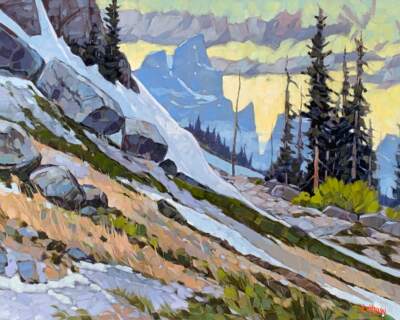 Icefield Slope, original oil landscape painting by Canadian artist Graeme Shaw at Effusion Art Gallery in Invermere, BC.