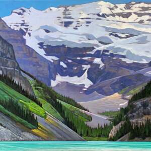Summer Lake Louise, original oil landscape painting by Canadian artist Graeme Shaw at Effusion Art Gallery in Invermere, BC.