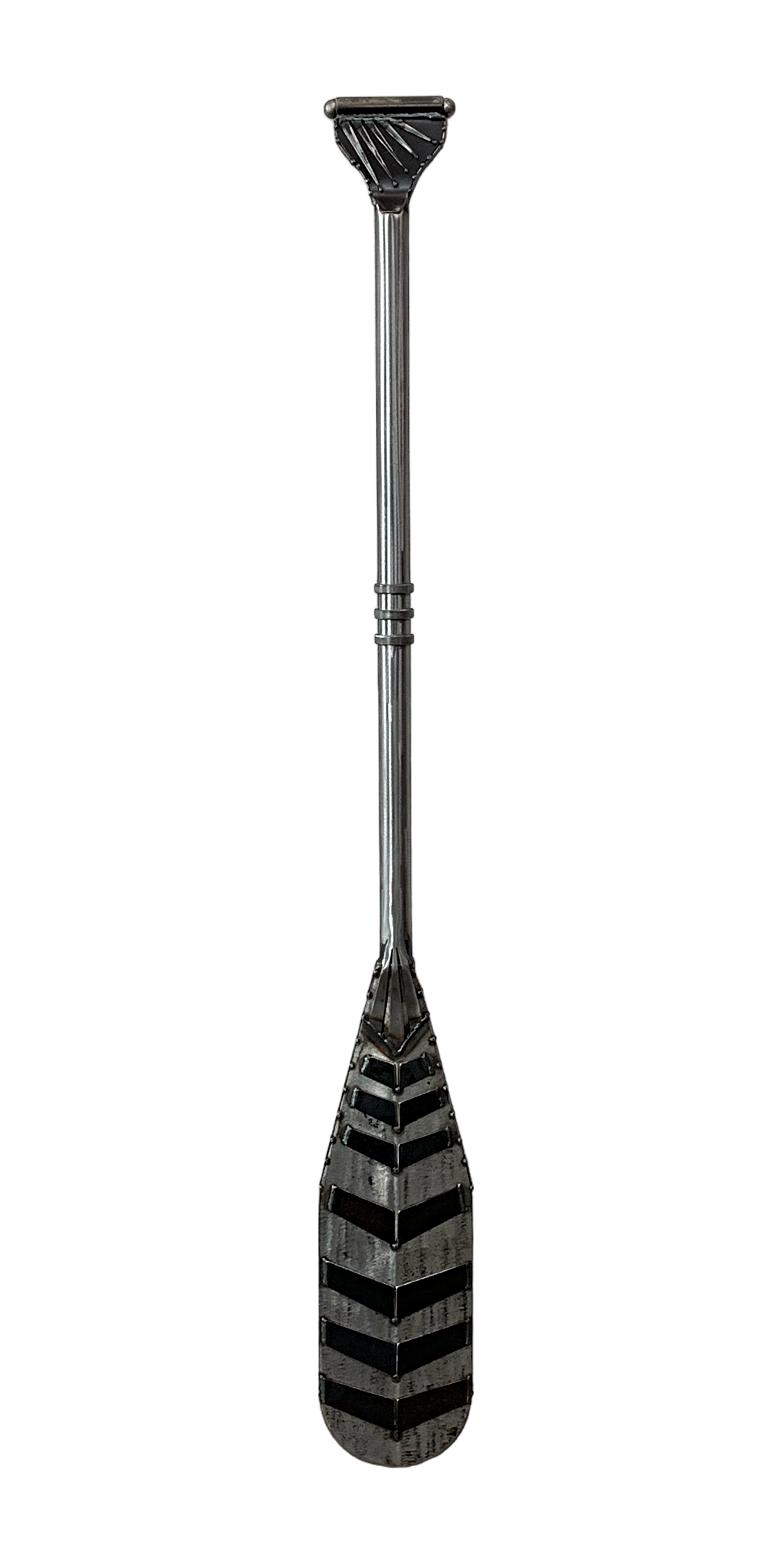 Pineapple Paddle, one-of-a-kind reclaimed steel canoe paddle sculpture by Canadian artist Wendy Stone at Effusion Art Gallery in Invermere, BC.
