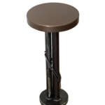 Root Beer Float 1, one-of-a-kind reclaimed steel side table with a satin bronze top by metal artist Wendy Stone at Effusion Art Gallery in Invermere, BC.