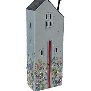 503 Stewart Street, original encaustic 3-D house painting by Brenda Walker at Effusion Art Gallery in Invermere, BC.