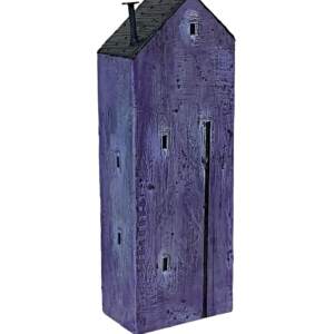 815 Hope Street Street, original purple encaustic 3-D house painting by Brenda Walker at Effusion Art Gallery in Invermere, BC.