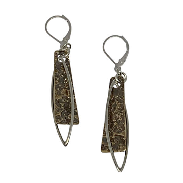 Sterling silver + bronze earrings by Karyn Chopik at Effusion Art Gallery in Invermere, BC.