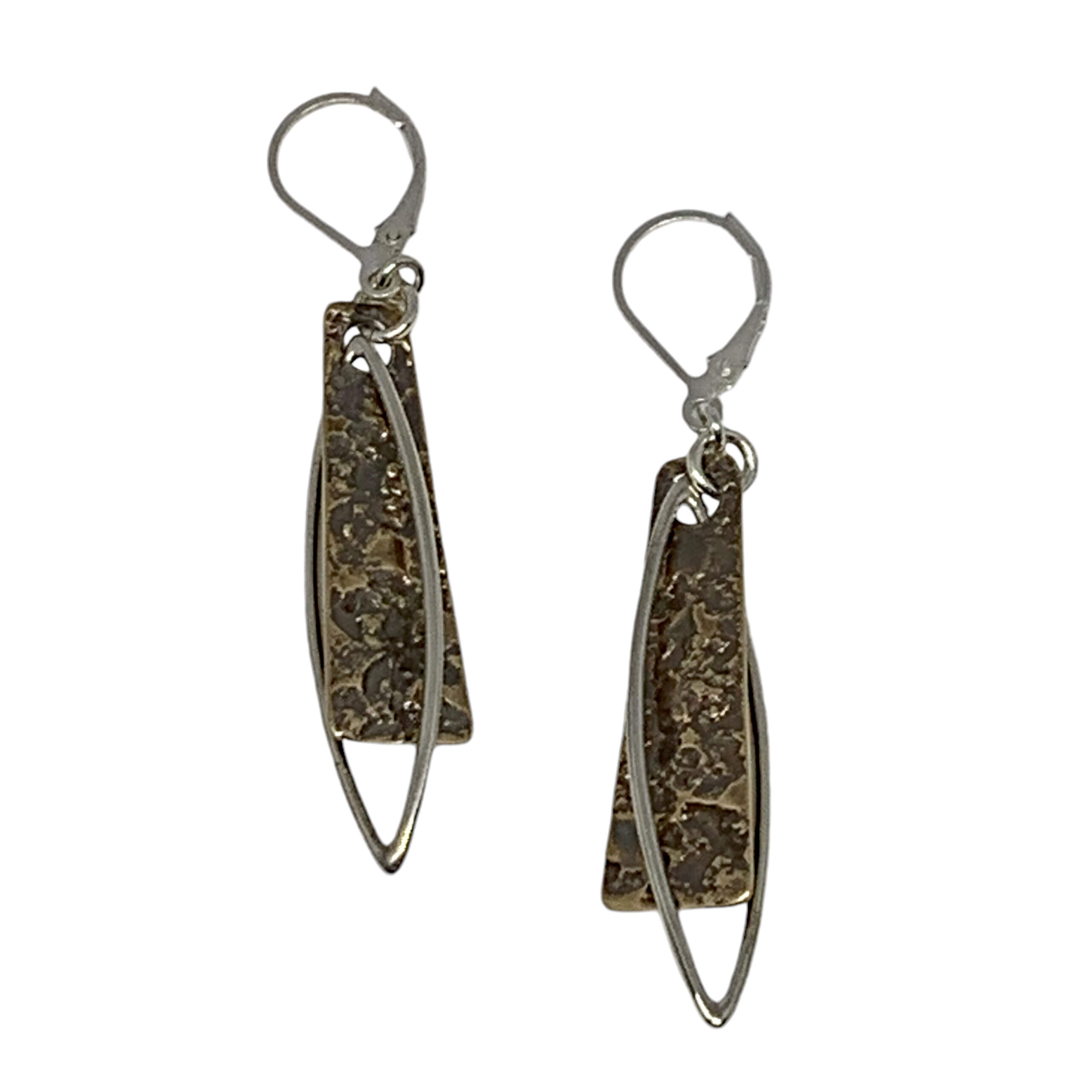 Sterling silver + bronze earrings by Karyn Chopik at Effusion Art Gallery in Invermere, BC.