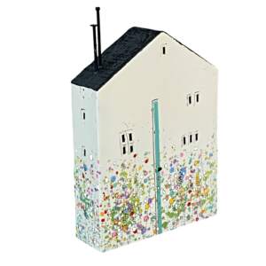 255 Jordan Street, original 3-D encaustic house painting by Canadian artist Brenda Walker at Effusion Art Gallery in Invermere, BC.