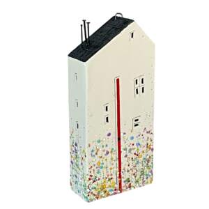 256 Jordan Street, original 3-D encaustic house painting by Canadian artist Brenda Walker at Effusion Art Gallery in Invermere, BC.