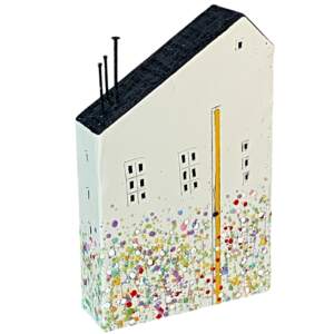 257 Jordan Street, original 3-D encaustic house painting by Canadian artist Brenda Walker at Effusion Art Gallery in Invermere, BC.