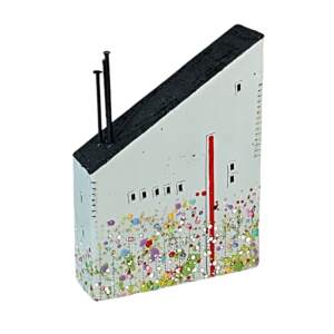 373 Scanda Street, original 3-D encaustic house painting by Canadian artist Brenda Walker at Effusion Art Gallery in Invermere, BC.