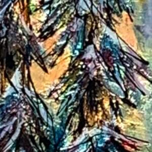 I See What You're Saying, mixed media tree painting by Canadian artist David Zimmerman at Effusion Art Gallery in Invermere, BC.