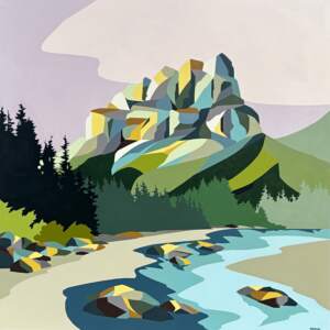 Persistence, original acrylic landscape painting of Castle Mountain at Effusion Art Gallery in Invermere, BC.