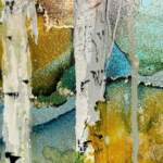 Crowned in Autumn 2, original alcohol ink landscape painting by Canadian artist Paulina Tokarski at Effusion Art Gallery in Invermere, BC.