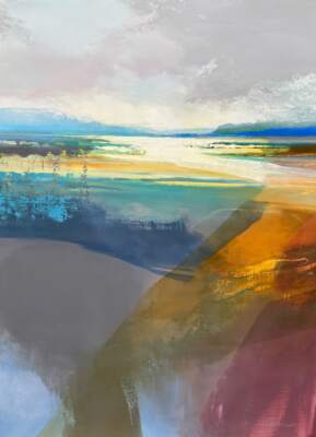 Mystery Cove, acrylic loose landscape painting by Canadian artist Jane Bronsch at Effusion Art Gallery in Invermere, BC.