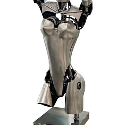 Elysian, original metal sculpture of a female torso by Canadian artist Cory Fuhr at Effusion Art Gallery in Invermere, BC.